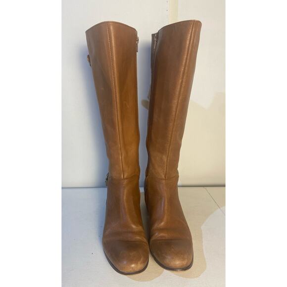 Corso Como Tall Camel Brown Riding Boot Leather Boho Side Zip Boot Size 7 - Picture 6 of 8